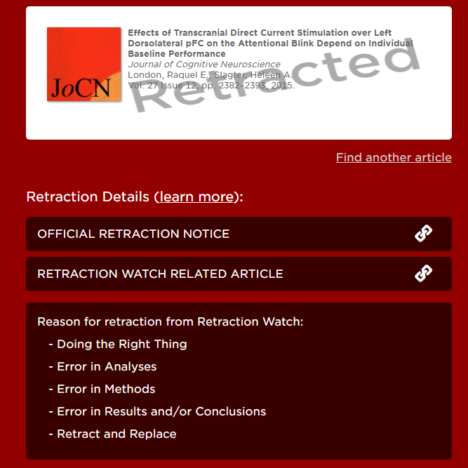 Example of a retracted article on BrowZIne